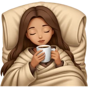 girl inside a blanket sipping coffee eyes closed sticker