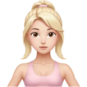 Aesthetic blonde model with brown eyes, light pink yoga outfit sticker