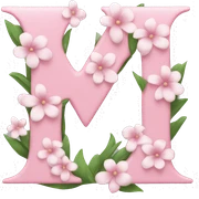 Pink letter with white flowers sticker
