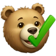 Bear holding green checkmark sticker