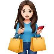 Brunette girl with long hair shopping  sticker