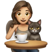 Girl with two cats and a cup of coffee sticker