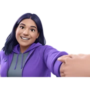 smiling girl in purple jacket sticker