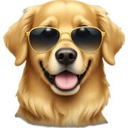 Golden retriever with sunglasses sticker