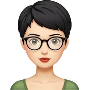 woman pixie cut black hair with glasses sticker