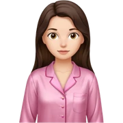 Brunette long hair lady in her soft silk pink pijamas sticker