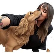 girl with dog and tattoos sticker