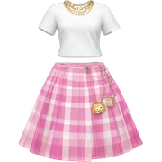  pink plaid white skirt with jewelry accents sticker