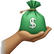 a hand holding a bag of money sticker