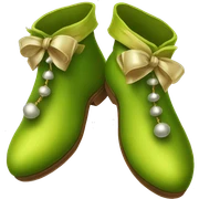 Realistic isolated chartreuse elf shoes with bells. sticker