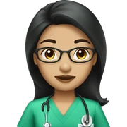 Nurse with green scrubs long black hair sticker