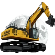 Excavator on the moon  sticker