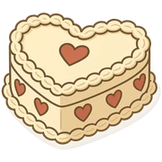 flat toon white heart-shaped vintage cake sticker