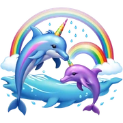Unicornio y delfin con arcoiris de fondo sticker