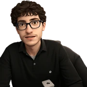 boy with glasses by window sticker