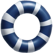 inflatable floating navy blue ring with white stripes  sticker