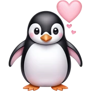 Penguin with light pink hearts sticker