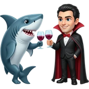 Shark and vampir, they drink a wine togerher sticker