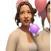 girl and boy with balloon sticker