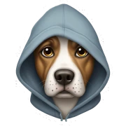 Dog wearing a hoodie sticker