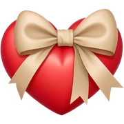 red heart with beige bow sticker