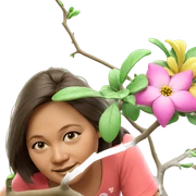 girl with flowers by tree sticker