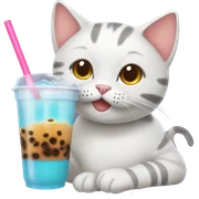 cat drinking boba sticker
