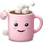 Light Pink mug of hot chocolate with marshmallows  sticker