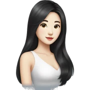 beautician, pretty korean girl with black long hair sticker