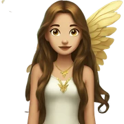 big wings, Beautiful, fairy, gold, brown, dark green, green, long hair sticker