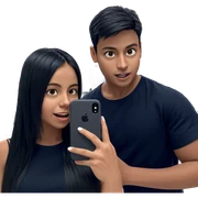 girl with phone and boys sticker