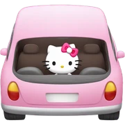 hello kitty in car with  sticker
