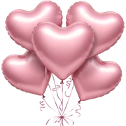 six metallic heart-shaped balloons in pastel pink  sticker