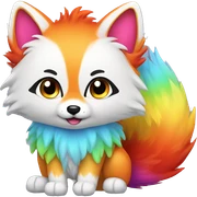 colorful rainbow fox fluffy sticker