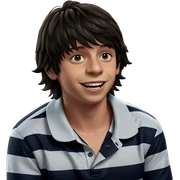 smiling boy in striped shirt sticker