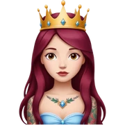 Beautiful tattooed long burgundy haired girl wearing a princess crown sticker