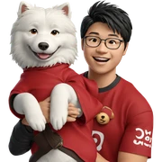 boy with dog smiling sticker