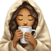 girl inside a blanket sipping coffee eyes closed sticker