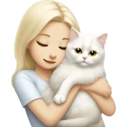 Blonde girl snuggling white Persian cat sticker