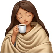 girl inside a blanket sipping coffee eyes closed sticker