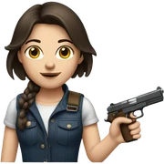 brunette white girl holding a gun  sticker