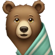 bear cozy in blanket sticker