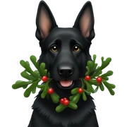 All black German shepherd with mistletoe  sticker
