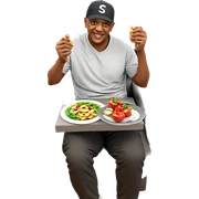 smiling boy with food indoors sticker