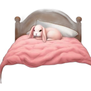 pink bunny sleeping in cotton cozy bed sticker
