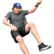 smiling boy in baseball cap sticker