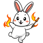 Rabbit doing fire dance poi sticker