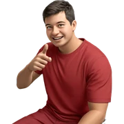 smiling boy at computer desk sticker