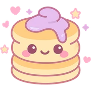 aesthetic pancake, girly teen vibe, pastel pinks and purples, kawaii face, hearts and stars sticker
