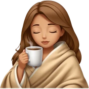 girl inside a blanket sipping coffee eyes closed sticker